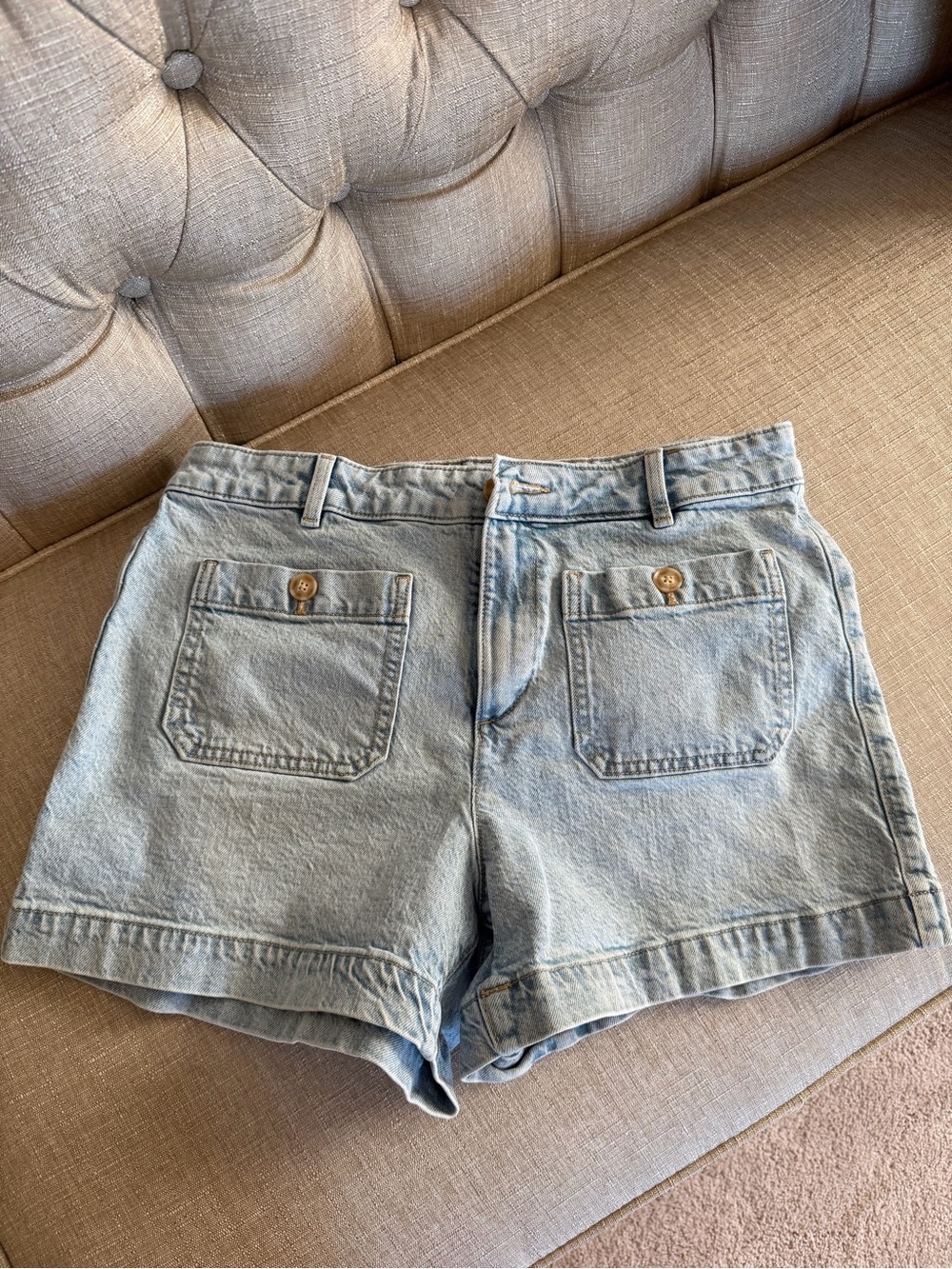 LOFT Light Blue High-Rise Denim Shorts